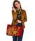Hawaii Polynesian Personalised Large Leather Tote Bag - Vintage Polynesian Turtle (Red) - Polynesian Pride