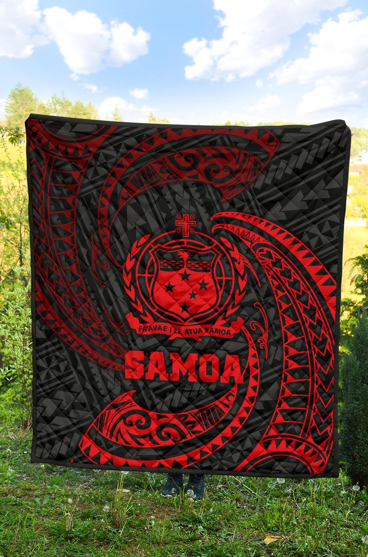 Samoa Polynesian Premium Quilt - Red Tribal Wave - Polynesian Pride