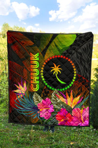 Chuuk Polynesian Premium Quilt - Hibiscus and Banana Leaves - Polynesian Pride
