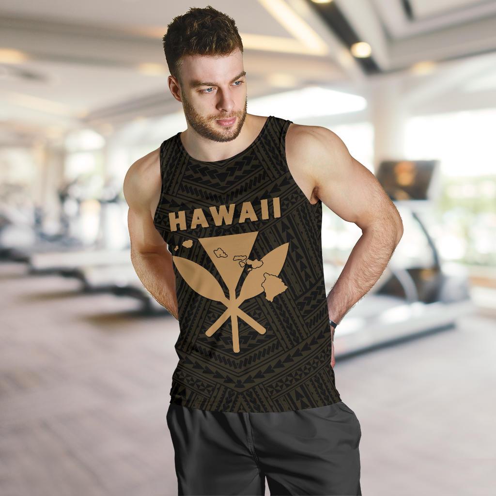 Hawaii Kanaka Polynesian Men's Tank Top Gold - Polynesian Pride