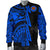 Polynesian Guinea Men's Bomber Jacket - Moana Maui Tattoo With Coat Of Arm Guinea Blue Blue - Polynesian Pride
