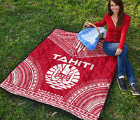 Tahiti Premium Quilt - Tahiti Flag Polynesian Chief Red Version - Polynesian Pride