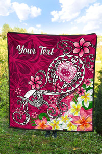 Samoa Custom Personalised Premium Quilt - Turtle Plumeria (Pink) - Polynesian Pride