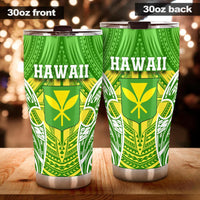 Hawaii Polynesian Tumbler - Hawaiian Pattern With Seal One Style 30oz X-Large Green - Polynesian Pride