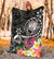 Hawaii Polynesian Premium Blanket - Turtle Plumeria (Black) - Polynesian Pride