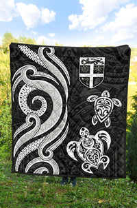Fiji Polynesian Premium Quilt - White Tentacle Turtle - Polynesian Pride