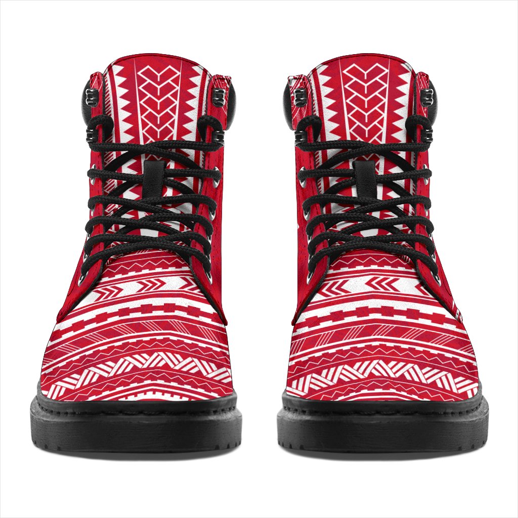 Tahiti Leather Boots - Polynesian Flag Chief Version - Polynesian Pride