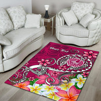 Tahiti Custom Personalised Area Rug - Turtle Plumeria (Pink) - Polynesian Pride