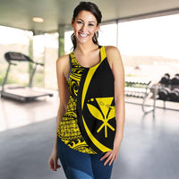 Kanaka Hawaii Map Yellow Polynesian Women's Racerback Tank - Polynesian Pride