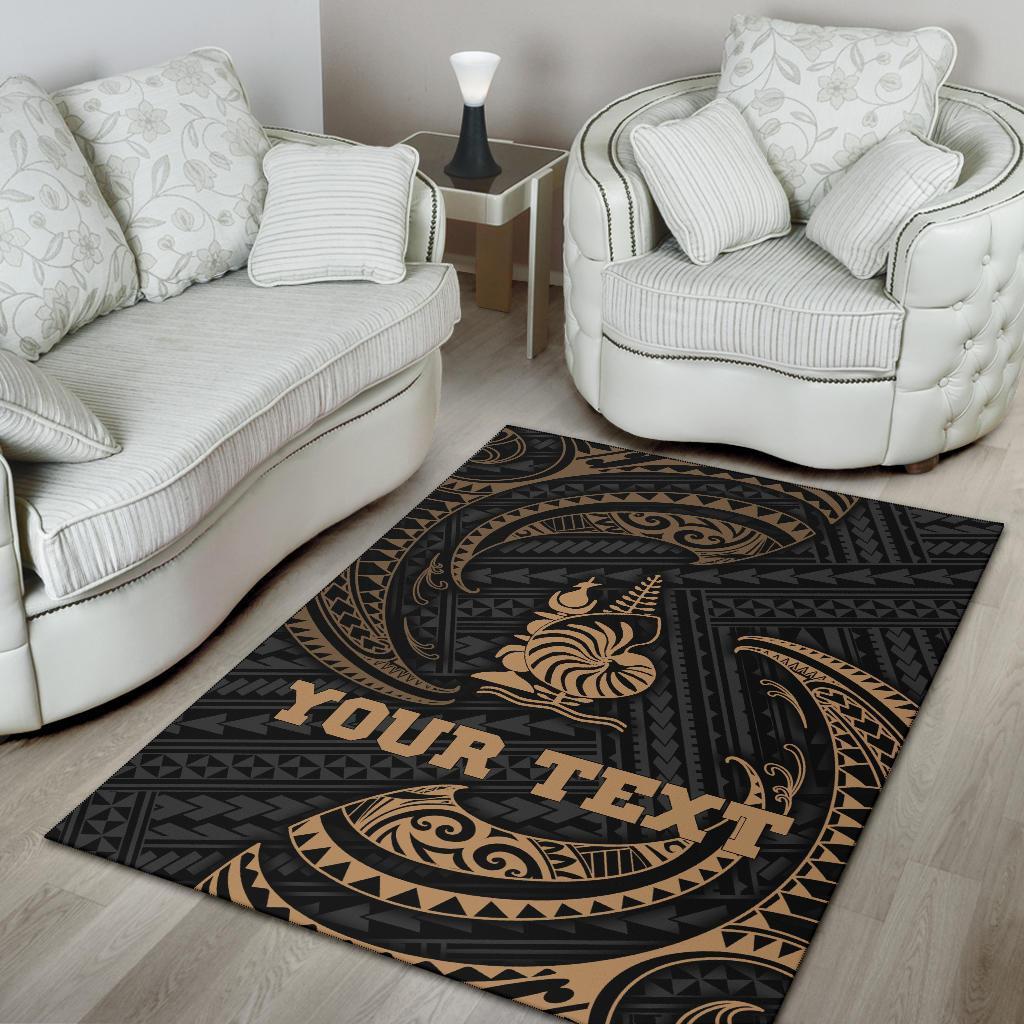 New Caledonia Polynesian Custom Personalised Area Rug - Gold Tribal Wave - Polynesian Pride