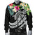 Papua New Guinea Polynesian Men's Bomber Jacket - Summer Plumeria (Black) - Polynesian Pride
