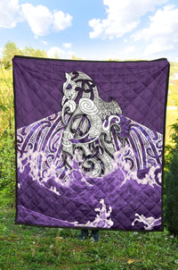 Maori Manaia The Blue Sea Premium Quilt, Purple - Polynesian Pride