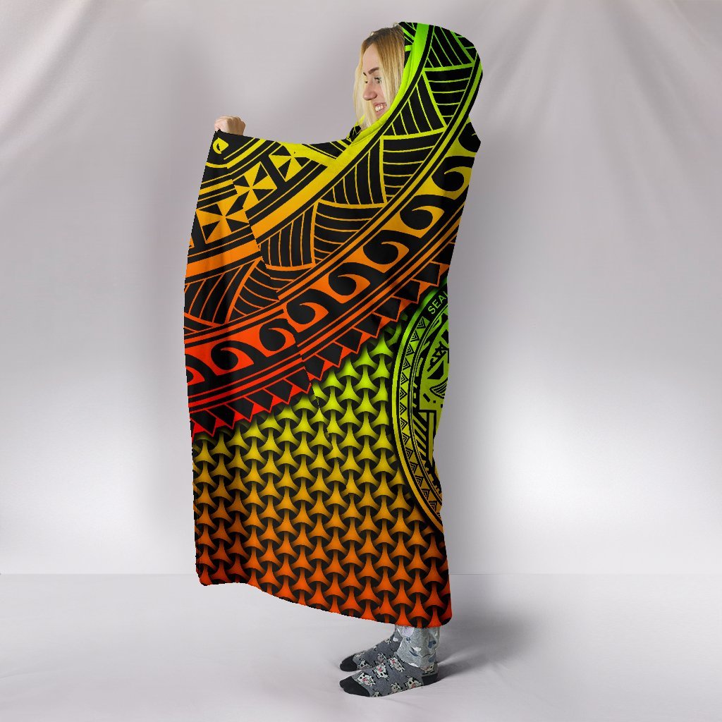 Polynesian American Samoa Hooded Blanket - Reggae Vintage Polynesian Patterns - Polynesian Pride