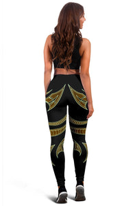 Hawaii Tribal Polynesian Women's Leggings - Gold - Juno Style - AH - Polynesian Pride