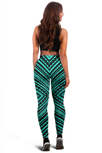Polynesian Tatau Turquoise Hawaii Women's Leggings AH - Polynesian Pride
