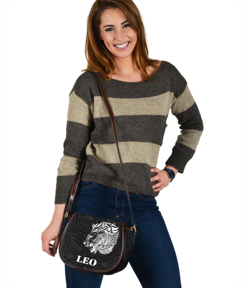 Sun In Leo Zodiac Saddle Bag Polynesian Tattoo Simple - White - Polynesian Pride