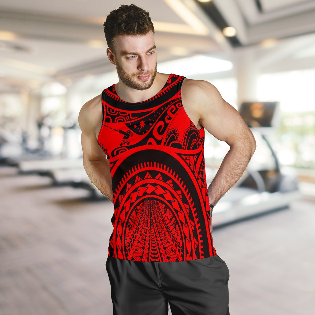 Polynesian Men's Tank Top, Maui Tattoo Polynesian Patterns (Red) Red - Polynesian Pride