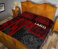 Tahiti Quilt Bed Set - Tahiti Seal In Heartbeat Patterns Style (Red) - Polynesian Pride