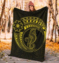Seahorse Polynesian Blanket - Polynesian Tattoo Yellow - Polynesian Pride