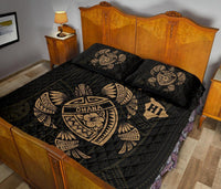 Hawaii Turtle Hibicus Map Quilt Bed Set - Gold - Polynesian Pride