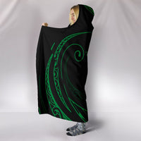 Hawaii Turtle Hibicus Hooded Blanket - Green - Frida Style - Polynesian Pride