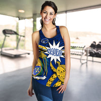 Nauru Rugby Women Racerback Tank Version Turtle Polynesian - Polynesian Pride