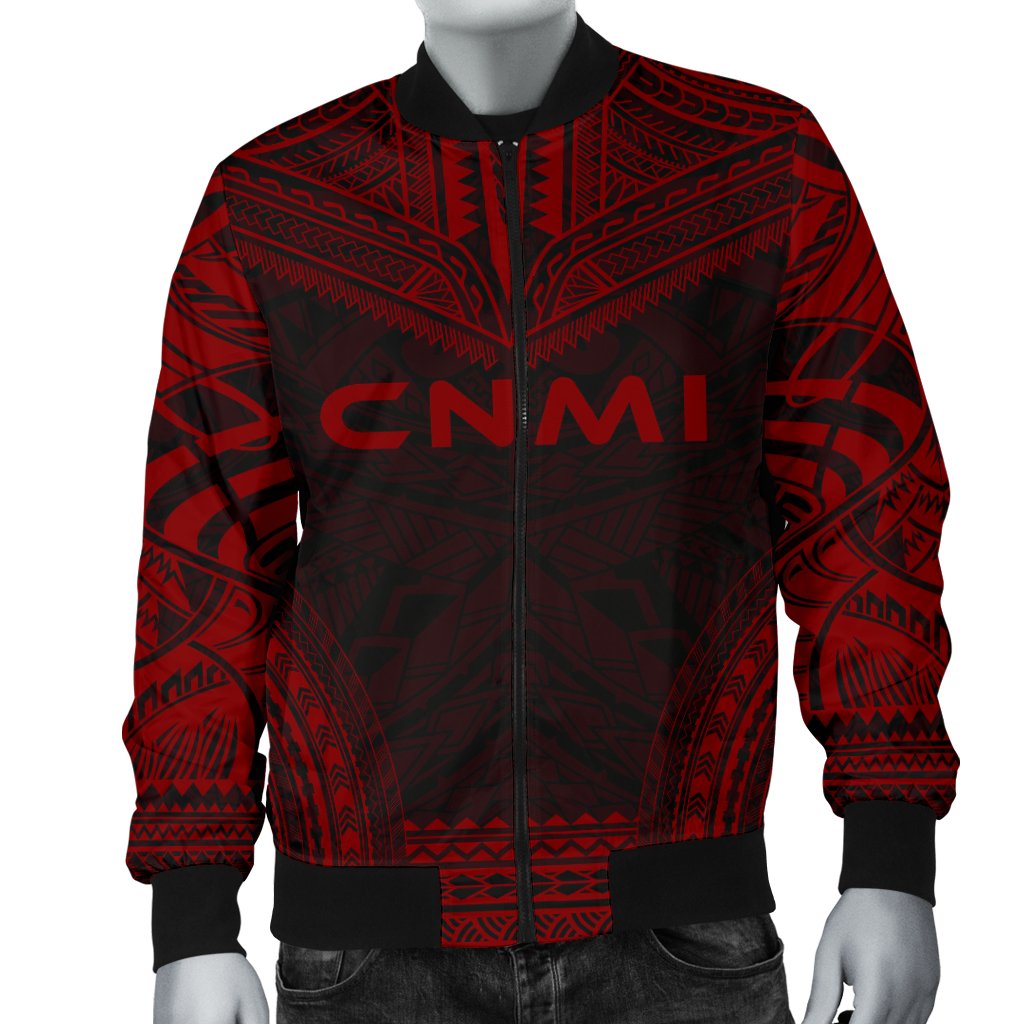 Northern Mariana Islands Polynesian Chief Men's Bomber Jacket - Red Version - Polynesian Pride