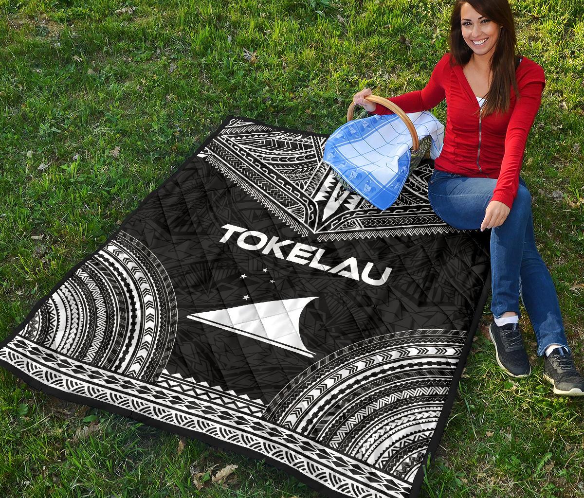Tokelau Premium Quilt - Tokelau Flag Polynesian Chief Black Version - Polynesian Pride