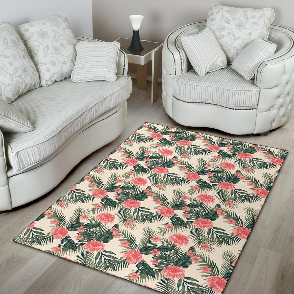 Hibiscus Plumeria Tropical Red Rug - Polynesian Pride