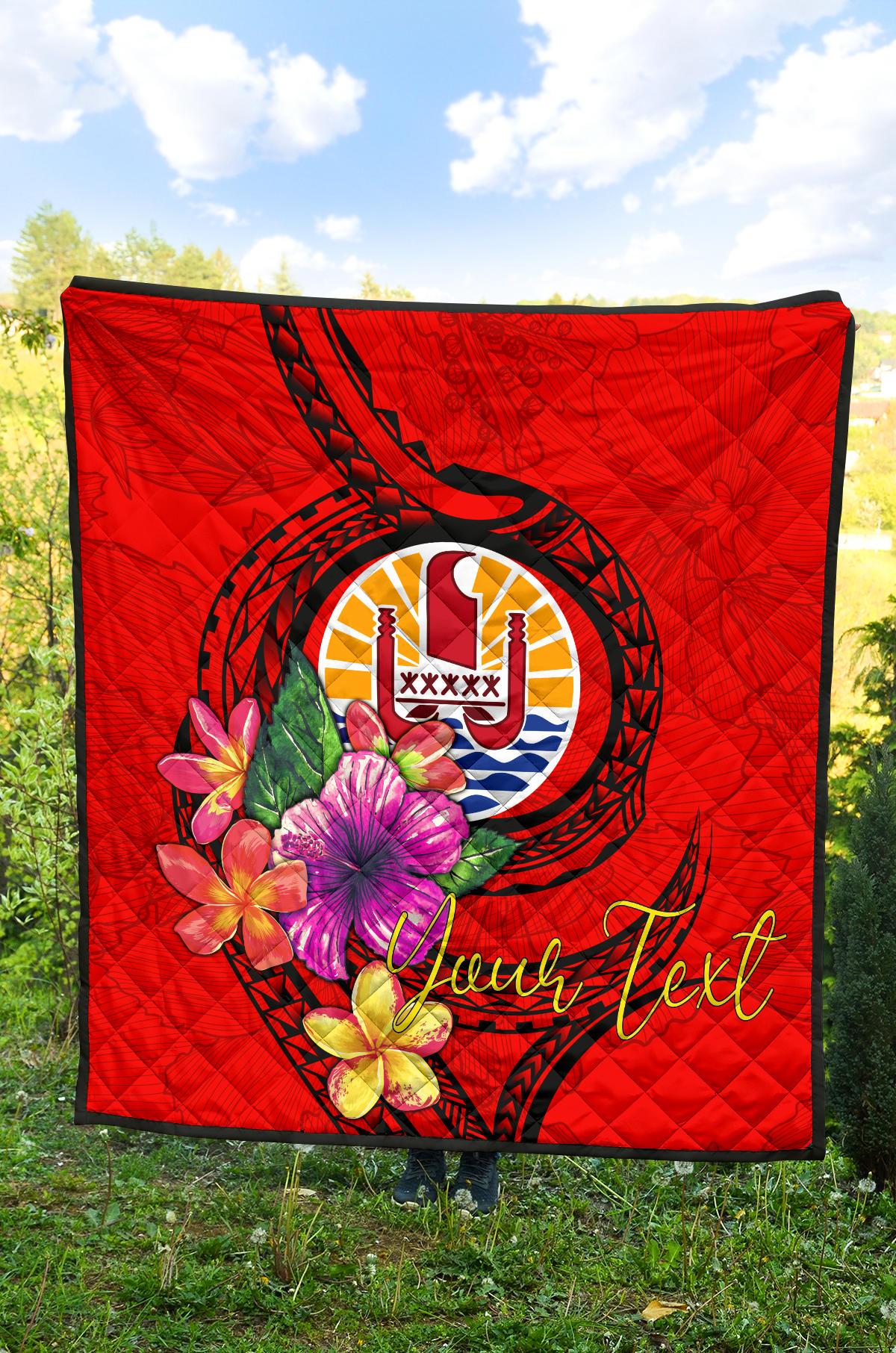 Tahiti Polynesian Custom Personalised Premium Quilt - Floral With Seal Red - Polynesian Pride