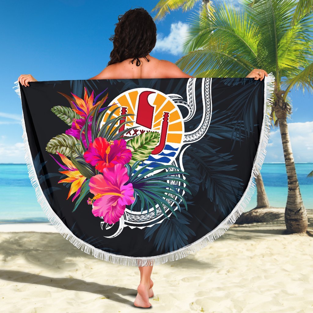 Tahiti Polynesian Custom Personalised Beach Blanket - Tropical Flower - Polynesian Pride
