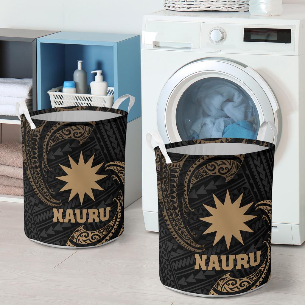 Nauru Polynesian Laundry Basket - Gold Tribal Wave - Polynesian Pride