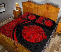 Hawaii Polynesian Pele Mauna Kea Quilt Bed Set Circle Style Red - Polynesian Pride