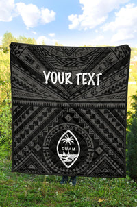 Guam Personalised Premium Quilt - Guam Seal With Polynesian Tattoo Style (Black) - Polynesian Pride
