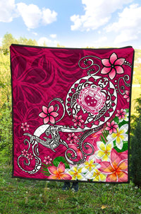 Samoa Premium Quilt - Turtle Plumeria (Pink) - Polynesian Pride