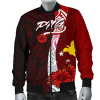 Papua New Guinea Polynesian Men's Bomber Jacket - Coat Of Arm With Hibiscus - Polynesian Pride