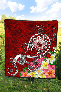 Samoa Premium Quilt - Turtle Plumeria (Red) - Polynesian Pride
