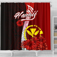 Hawaii Polynesian Shower Curtain - Coat Of Arm With Hibiscus - Polynesian Pride