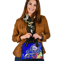 Hawaii Polynesian Shoulder Handbag - Hawaii Seal With Turtle Plumeria (Blue) One Size Blue - Polynesian Pride