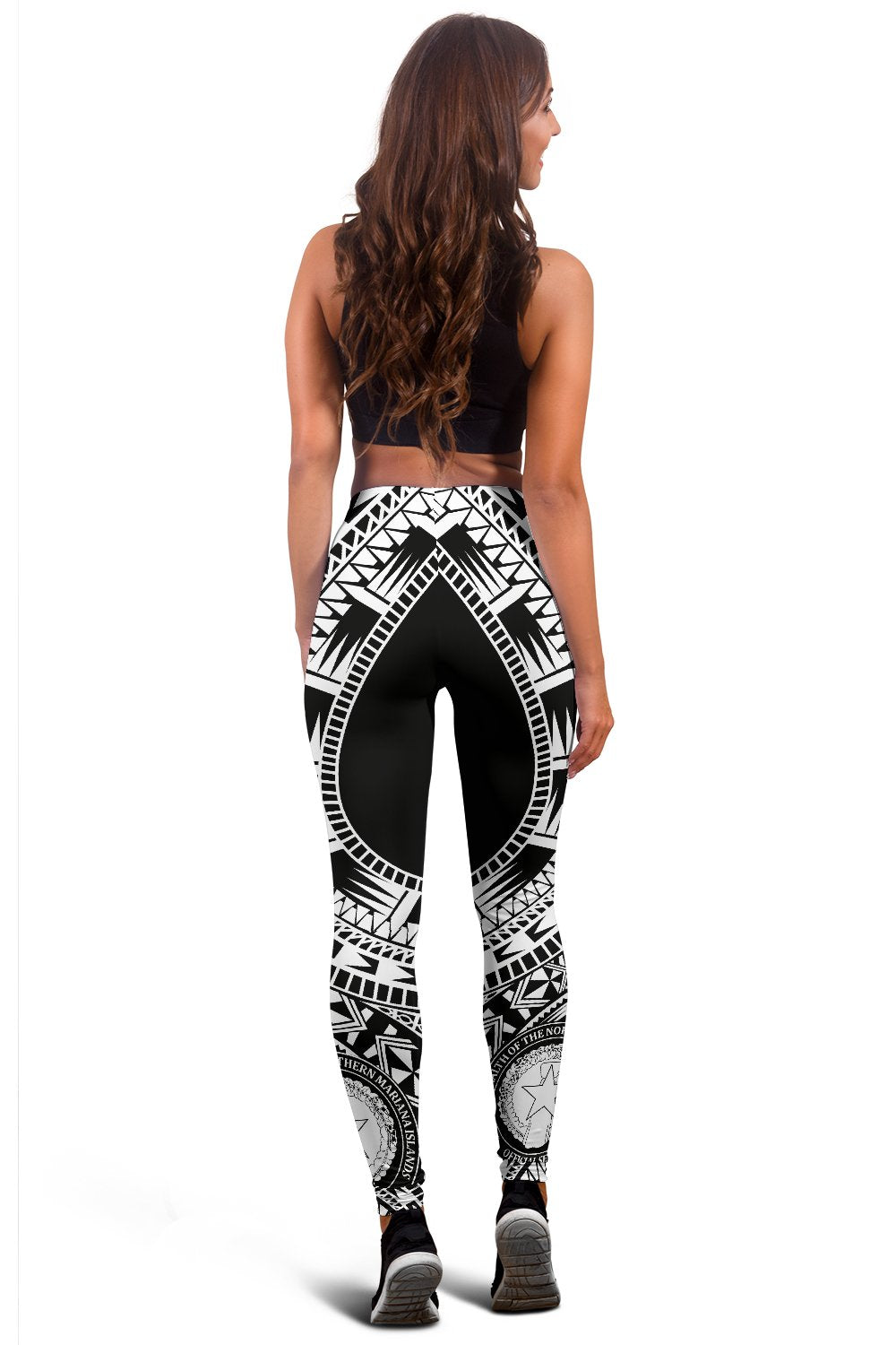 Northern Mariana Islands Women Leggings Polynesian Pattern Black - Polynesian Pride