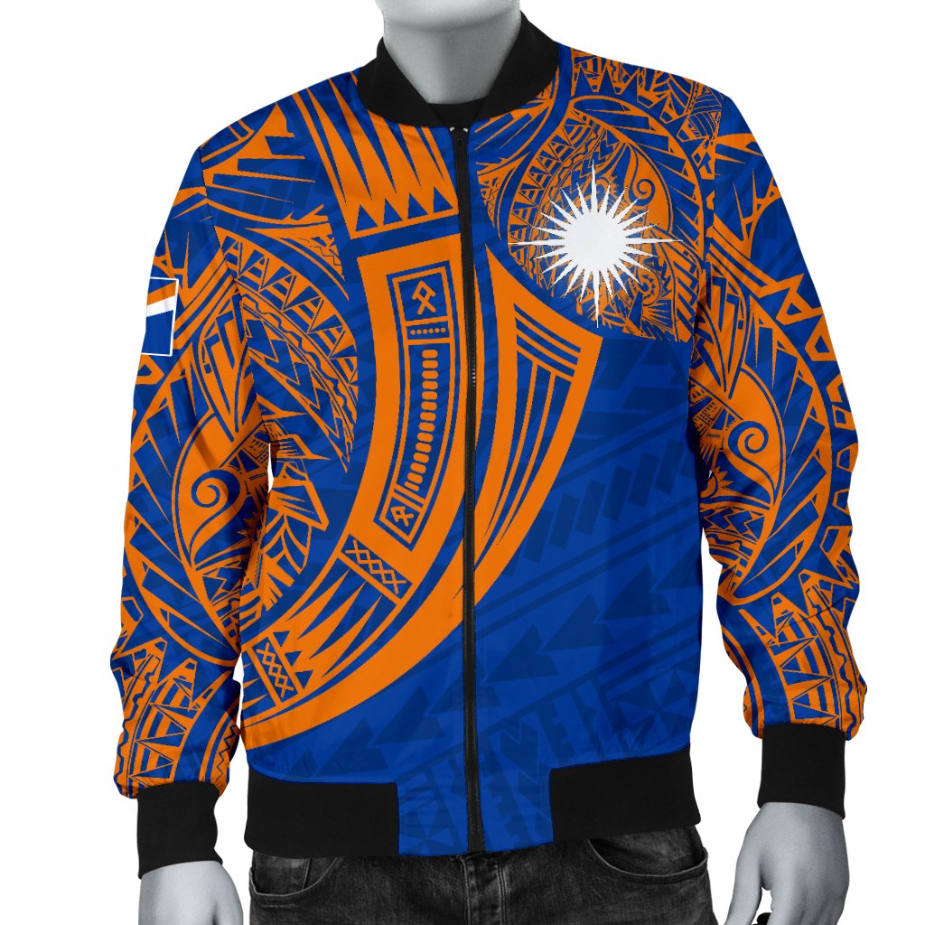 Marshall Islands Polynesian Men's Bomber Jacket - Tribal Tattoo - Polynesian Pride