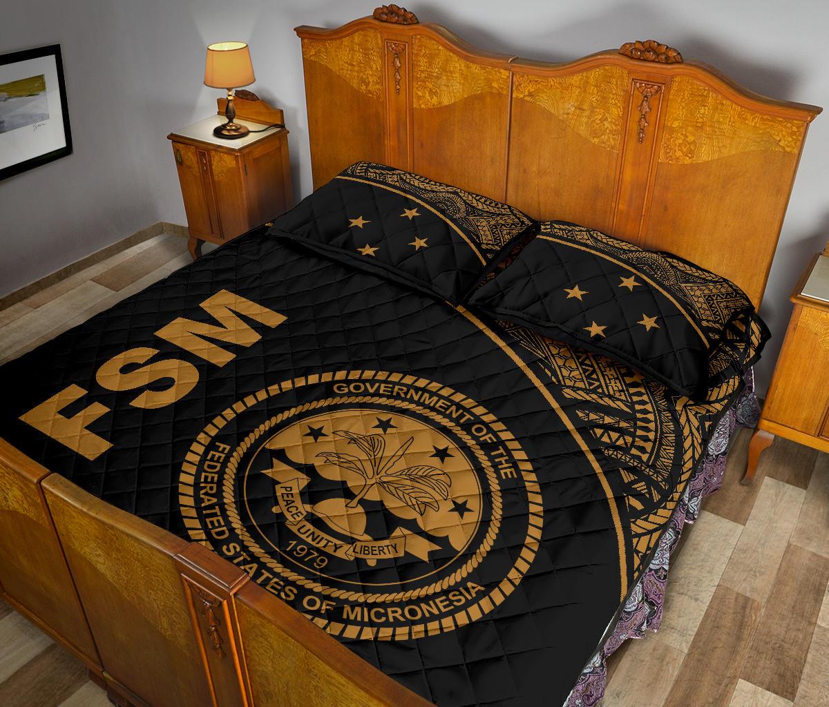 Federated States of Micronesia Quilt Bed Set - Federated States of Micronesia Seal Curve Version - Polynesian Pride