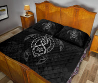 Hawaii Quilt Bed Set - Hawaii Polynesian Turtle Quilt Bed Set Flow Of Turtle Grey - Polynesian Pride