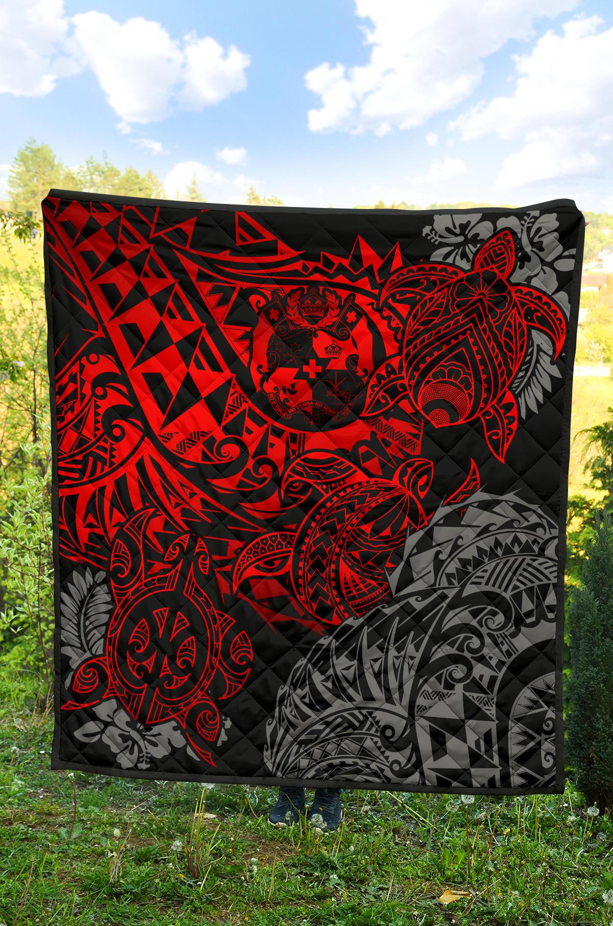 Tonga Polynesian Premium Quilt - Red Turtle Flowing - Polynesian Pride