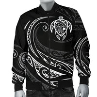 Hawaii Turtle Map Polynesian Men's Bomber Jacket - White - Frida Style - Polynesian Pride