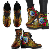 Federated States Of Micronesia Leather Boots - Hibiscus Vintage - Polynesian Pride
