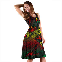 Pohnpei Polynesian Midi Dress - Turtle Hibiscus Reggae - Polynesian Pride