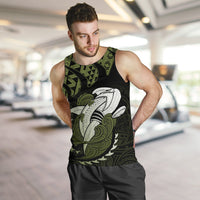 Hawaii Polynesian Aumakua Hammerhead Shark T Shirt Cloud Style Green Military - Polynesian Pride