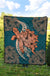Hawaii Polynesian Turtle Hibiscus Premium Quilt - Orange - Polynesian Pride