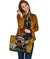 Samoa Custom Personalised Large Leather Tote Bag - Samoa Seal Wave Style (Gold) - Polynesian Pride